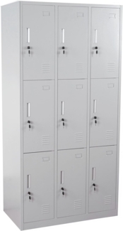 Schließfach Boston T829, Schließfachschrank Wertfachschrank Spind, Metall 9 Fächer ~ grau