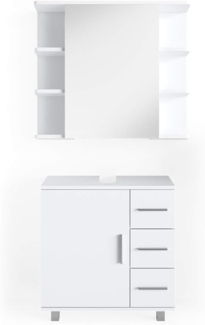 VICCO Badmöbel Set ILIAS Weiß - Bad Spiegel Kommode Unterschrank Badschrank