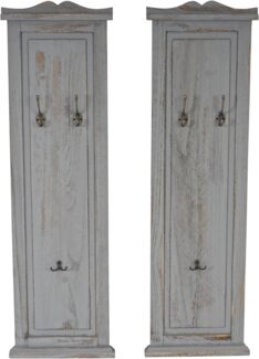 2er-Set Garderobe Wandgarderobe Garderobenpaneel Wandhaken 109 x 28 x 4 cm ~ grau shabby
