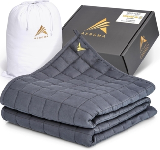 Akroma Premium Gewichtsdecke, Baumwolle, Dunkelgrau, 135x200 cm, 6 kg
