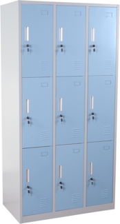 Schließfach Boston T829, Schließfachschrank Wertfachschrank Spind, Metall 9 Fächer ~ blau