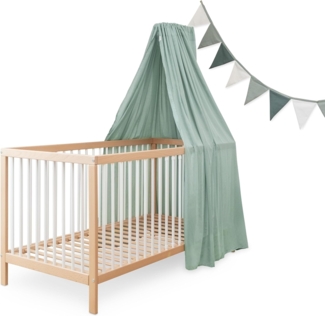 Ehrenkind Hängedekoration Deko Babybett, Kinderzimmer-Deko-Set (Kinderzimmer Deko), Baldachin & Wimpelkette für magische Momente, hochwertige Materialien