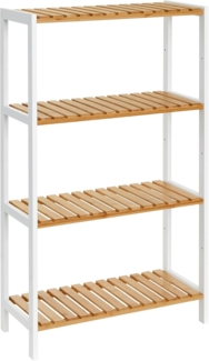 SONGMICS Badezimmerregal, Bambus natur / weiß, 60 x 26 x 130 cm