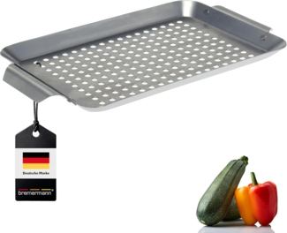 Edelstahl Grillplatte (32 x 1,5 x 18,5 cm), Grillkorb, Grillpfanne