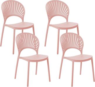 'OSTIA' Esszimmerstuhl 4er Set, Kunststoff, rosa