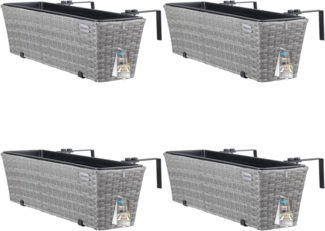 Casaria Blumenkasten, 4er Set 11 Liter Montagehalterung Indoor Outdoor Geländerkasten