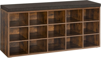 VASAGLE Schuhregal mit Sitzfläche und mit Kissen, Holzspanplatte / Schaumstoff braun, 105 x 30 x 48 cm