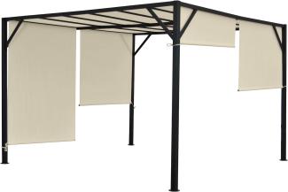 Mendler 'Baia' Pergola, stabiles 6cm-Stahl-Gestell und Schiebedach, 4x4m
