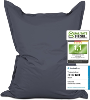 Lumaland 'Luxury' XXL-Sitzsack, Indoor & Outdoor, Stahlgrau, Polyester, 380 l
