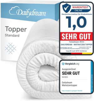 Dailydream viscoelastischer Matratzentopper Model M mit Memory Foam Effekt, 100x200x5cm, Edition "Standard"