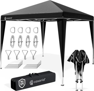 CASARIA® 'Capri' Pop-Up Faltpavillon inklusive Tasche, wasserdicht, UV-Schutz 50+, Stahl / Polyester, Schwarz, 3x3 m