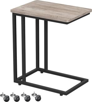 Vasagle Beistelltisch mit Rollen, Industrie-Design, Holzspanplatte/Stahl, Greige / Schwarz, 50 x 35 x 60 cm