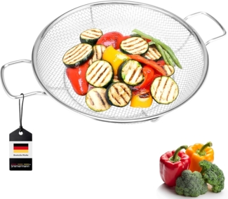 Grillkorb rund / Edelstahl Ø ca. 30 cm / 2 Griffe