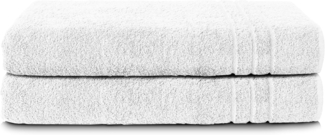 Komfortec 2er Saunatuch Set 80x200 cm aus 100% Baumwolle, XXL-Saunatücher, Sauna Handtuch, Weich, Groß, Frottee, Schnelltrocknend, Weiß