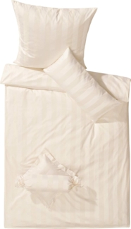 Mako-Brokat-Damast Bettwäsche - Curt Bauer Como 155x220 + 80x80 cm-0639 beige