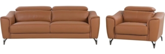 Sofa 'NARWIK', Leder Braun, 93 x 98 x 203 cm, mit Sessel