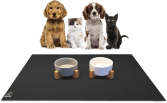 SanoZoo® Napfunterlage - Öko-TEX - Made in Germany - rutschfeste Futtermatte für Hunde & Katzen 70x120 cm Schwarz, wasserfest