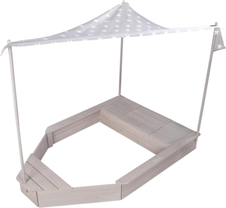 Roba 'Schiff' Outdoor-Sandkasten, Massivholz grau, 65 x 154 x 109 cm