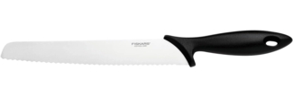 Fiskars Brotmesser mit Wellenschliff, Essential, Kunststoff/Edelstahl, Klingenlänge: 23 cm, Schwarz/Silber, 1065564