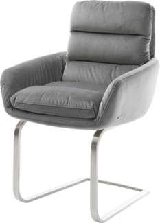 Freischwinger Abelia-Flex mit Armlehnen Samt Grau Freischwinger flach Edelstahl