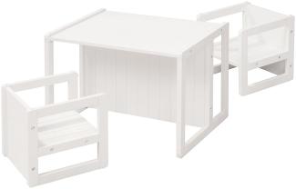 Roba Kindersitzgruppe mit zwei Hocker und einem Tisch, MDF weiß