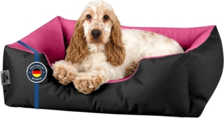 BedDog 'LUPI' Hundebett, waschbar, mit Rand, Cordura / Microfaser-Velours, BLACK-PASSION (schwarz/pink), L 55 x B 40 x H 17 cm