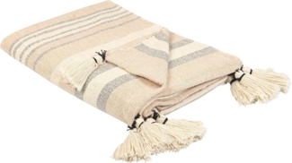 Beliani 'Yarseli' Kuscheldecke, Baumwollmischgewebe beige, 130 x 170 cm
