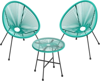 Songmics 'GGF013C02' Balkonmöbel 3er Set, Innen- und Außenbereich, Stahl / Polyethylen türkisblau