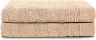 Komfortec 2er Saunatuch Set 70x200 cm aus 100% Baumwolle, XXL-Saunatücher, Sauna Handtuch, Weich, Groß, Frottee, Schnelltrocknend, Sand/Beige