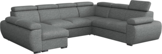 Ecksofa Boston U mit Bettkasten, Schlaffunktion, Einstellbare Kopfstützen (Aragon 93, Seite: Links, LC+2p+R+2r)
