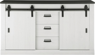 Sideboard Stove in weiß Pinie und anthrazit Landhaus 162 x 91 cm