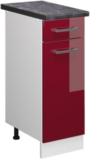 Vicco Küchenunterschrank R-Line, Bordeaux Hochglanz/Weiß, 30 cm, AP Anthrazit