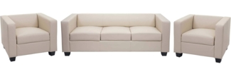 3-1-1 Sofagarnitur Couchgarnitur Loungesofa Lille ~ Kunstleder, creme