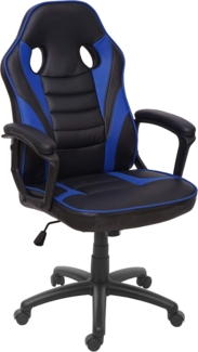 Bürostuhl HWC-F59, Schreibtischstuhl Drehstuhl Racing-Chair Gaming-Chair, Kunstleder ~ schwarz/blau