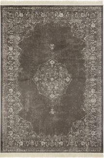 Orientalischer Samt-Teppich Fransen Oriental Vintage Medallion Schwarz - 135x195x0,5cm