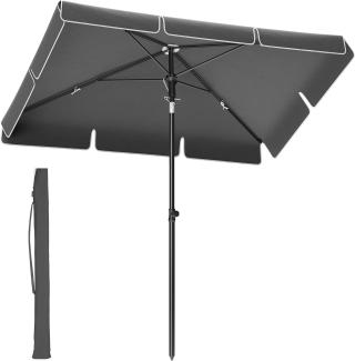 Songmics Sonnenschirm, mit Aufbewahrungstasche, ohne Ständer, UPF 50+, Stahl / Polyester, Grau, 200 x 125 cm