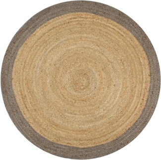vidaXL Teppich Handgefertigt Jute mit Grauem Rand 90 cm 133674