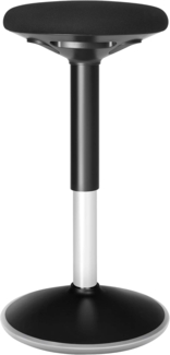 Songmics Drehstuhl, ergonomischer Arbeitshocker, 360°, höhenverstellbar, Polyester, Schaumstoff, Stahl, Kunststoff, TPR, Schwarz, 56-81x33 cm