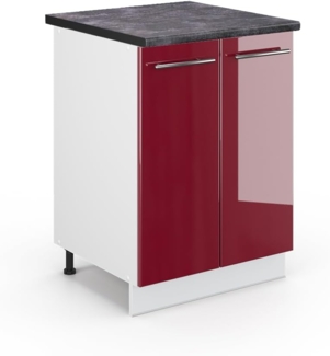 Vicco Küchenunterschrank Fame-Line, Bordeaux Hochglanz/Weiß, 60 cm, AP Anthrazit