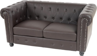 Luxus 2er Sofa Loungesofa Couch Chesterfield Kunstleder 160cm ~ runde Füße, braun