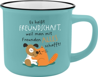 Kaffeetasse Kaffee Tee Tasse Becher Emaille Optik Sheepworld Gruss & Co v.Motive Freundschaft 73914
