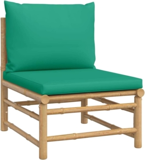 vidaXL Garten-Mittelsofa mit Grünen Kissen Bambus 362294