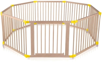 Baby Vivo Laufgitter aus Holz 8 Elemente - individuell verstellbar - PREMIUM in Gelb