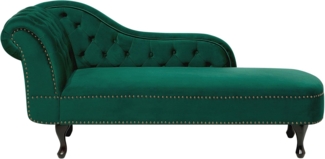 Beliani 'Nimes' Chaiselongue, Grün, Samt, 79 x 65 x 169 cm, Links