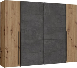 FORTE Narago Kleiderschrank, Holzwerkstoff, Grau/Braun, 270,3 x 210,5 x 61,2 cm