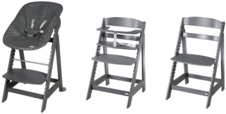 roba Born Up Treppenhochstuhl, Set 2in1, 'Graphite gesteppt', Hochstuhl mit Liegefunktion, ab Geburt