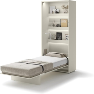 MEBLINI Schrankbett Bed Concept - BC-03 - 90x200cm Vertikal - Kaschmir mit Matratze - Wandbett mit Lattenrost - Klappbett mit Schrank - Wandklappbett - Murphy Bed - Bettschrank