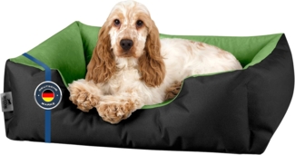 BedDog 'LUPI' Hundebett, waschbar, mit Rand, Cordura / Microfaser-Velours, GREEN-FIELD (schwarz/grün), L 55 x B 40 x H 17 cm