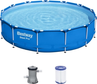 Bestway 'Steel Pro' Frame Pool, inkl. Filterpumpe, Stahl / Kunststoff blau, Ø 396 x H 84 cm