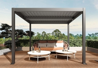 Mendler 'HWC-L46' Pergola, Regenrinne sturmfest, Aluminium anthrazit, 3x4 m
